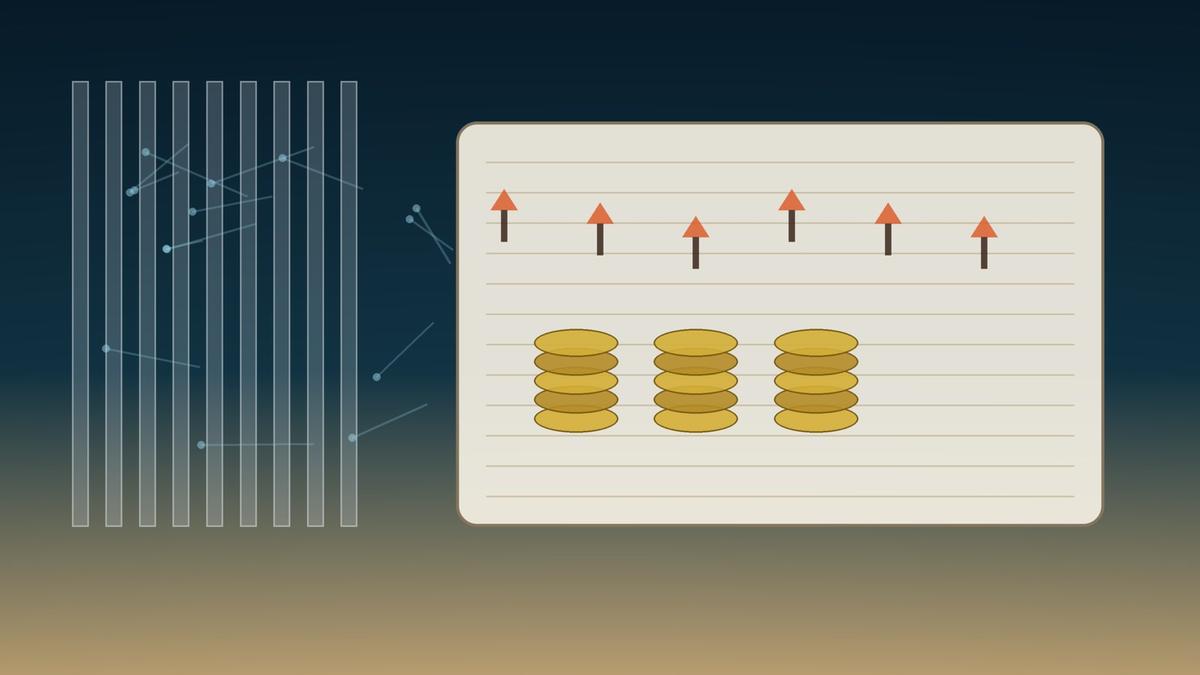 Illustration of a parchment ledger with amber alert markers and stacked coin discs beside faint vault bars and transaction arcs. Illustration: TradeFlock USA