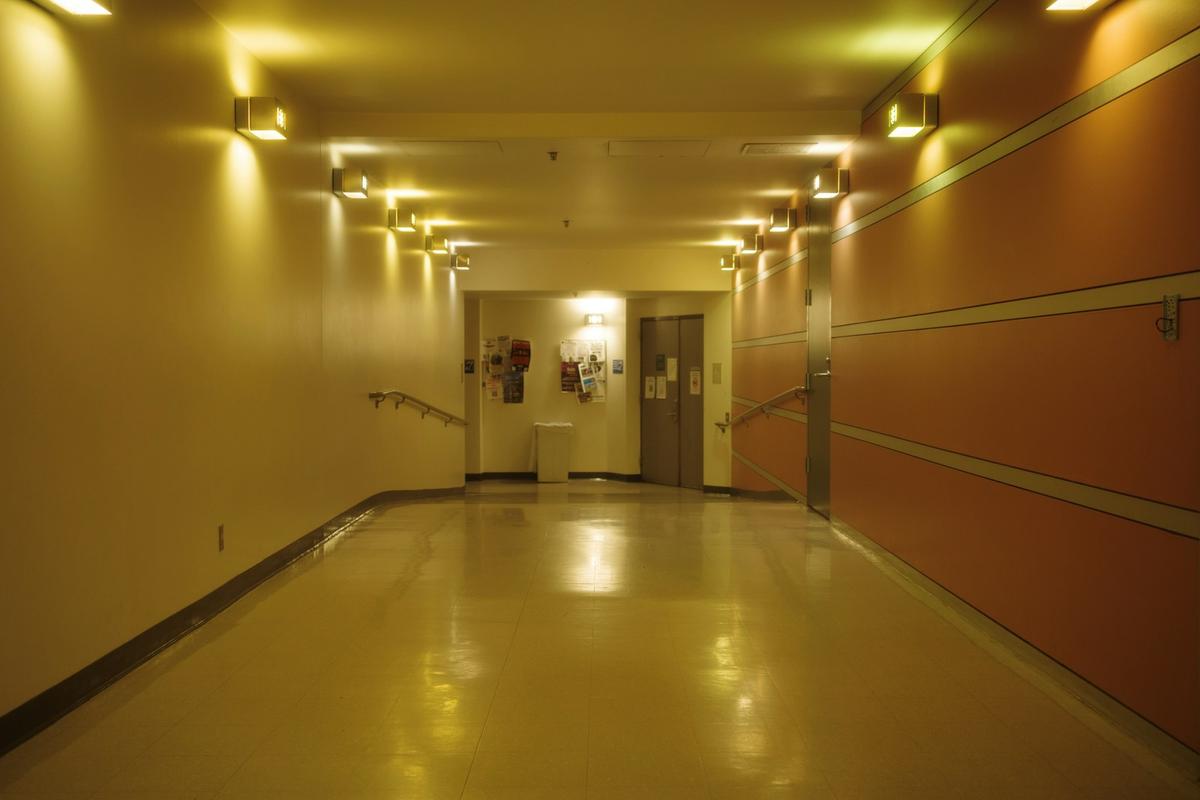 Empty, brightly lit hospital corridor with doors at the far end. Photo: Fabio Sasso on Unsplash